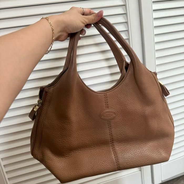 Tas Preloved Tod’s leather hand bag hobo brown tas branded bag