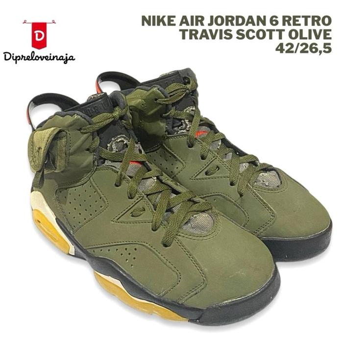 NIKE AJ 6 RETRO TRAVIS SCOTT OLIVE SIZE 42/26,5 PRELOVED DPLA0427
