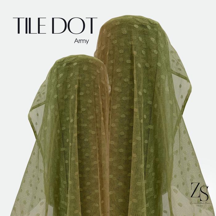 1/2 Meter Bahan Kain Tile Tille Tule Tulle Dot Dotty Warna Hijau Army