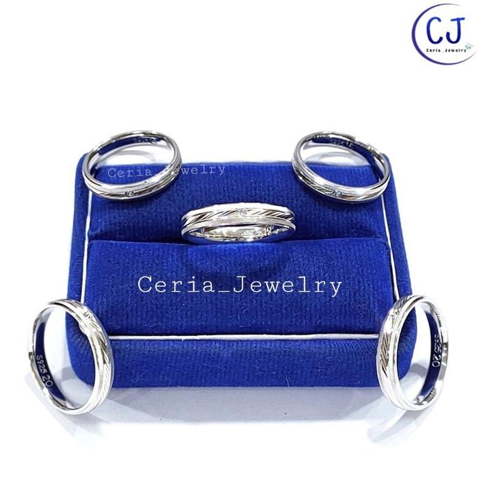 CINCIN PERAK ASLI SILVER 925 LAPIS EMAS PUTIH DOFF UKIR - CINCIN PRIA WANITA ANTI KARAT - CINCIN COU