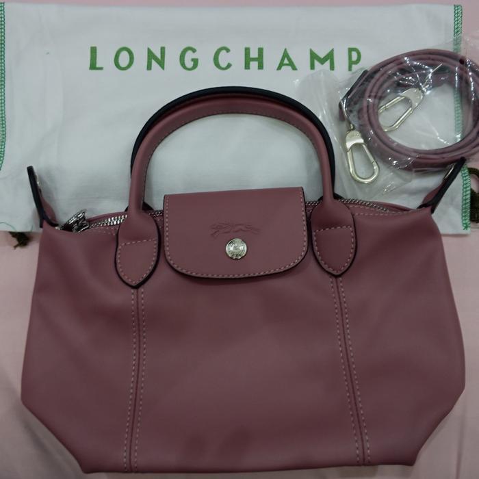 TAS LONGCHAMP LC XS LEATHER LE PLIAGE CUIR TOP HANDLE DUSTY PINK Terbaru