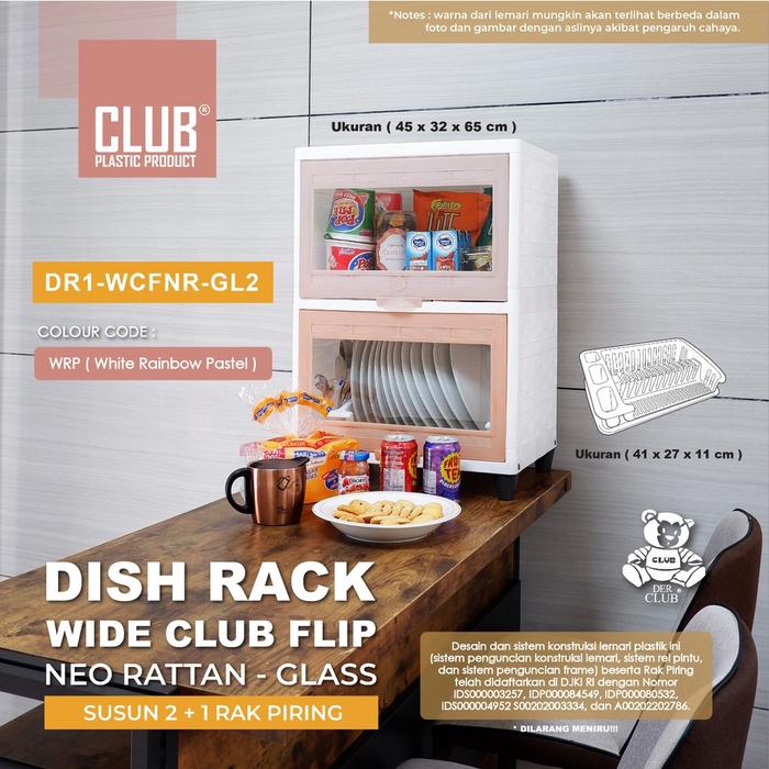 RAK PIRING KACA CLUB FLIP - TEMPAT PENYIMPANAN MAKANAN DR1 WCFNR RAK CHIKI RAK GELAS RAK PIRING PREM
