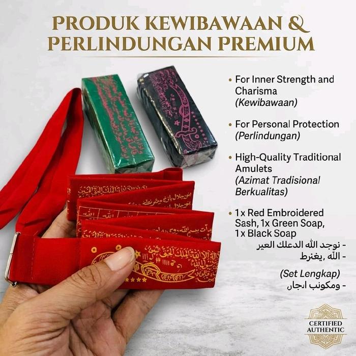 Sabuk Kain Lipat 7 untuk Kewibawaan & Perlindungan Premium dengan Amulet Tradisional Berkualitas