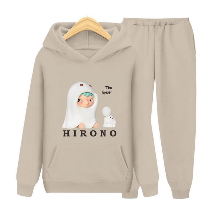 Luwi Kids Setelan Kantong Hoodie Anak Sweater Anak Remaja Gambar Hirono Ghost Baju Celana Fashion