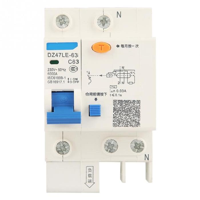 High Quality DZ47LE-63 1P+N C63 RCCB Residual Current Circuit Breaker