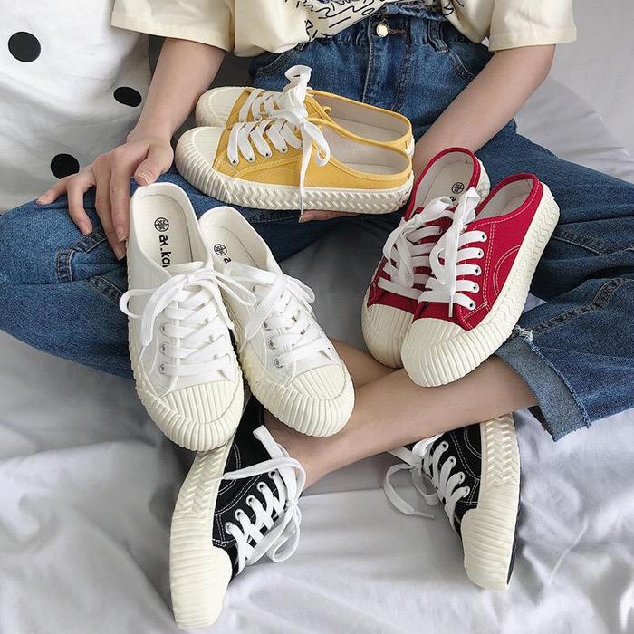 Nionbagshop Sepatu kanvas wanita sneakers casual shoes kekinian NS8037