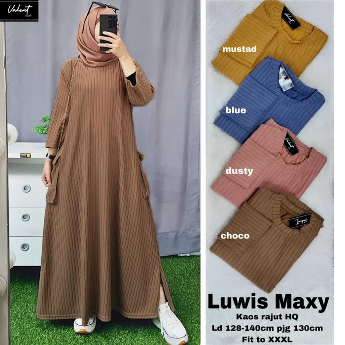 Luwis Maxy Gamis Jumbo Ld 120 130 140 Matt Kaos Rajut Polos Big Size XXXXL By Valent