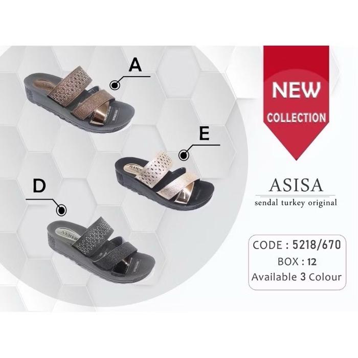 ASISA Sandal Turki Asisa Model Widges 4cm Slop 5218/670 Original 3 Warna Tersedia