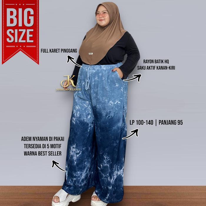 Celana Kulot Batik Bahan Rayon Premium Jumbo Free Bros By Juragan Klambi Muslim, Wanita, Panjang, Ba