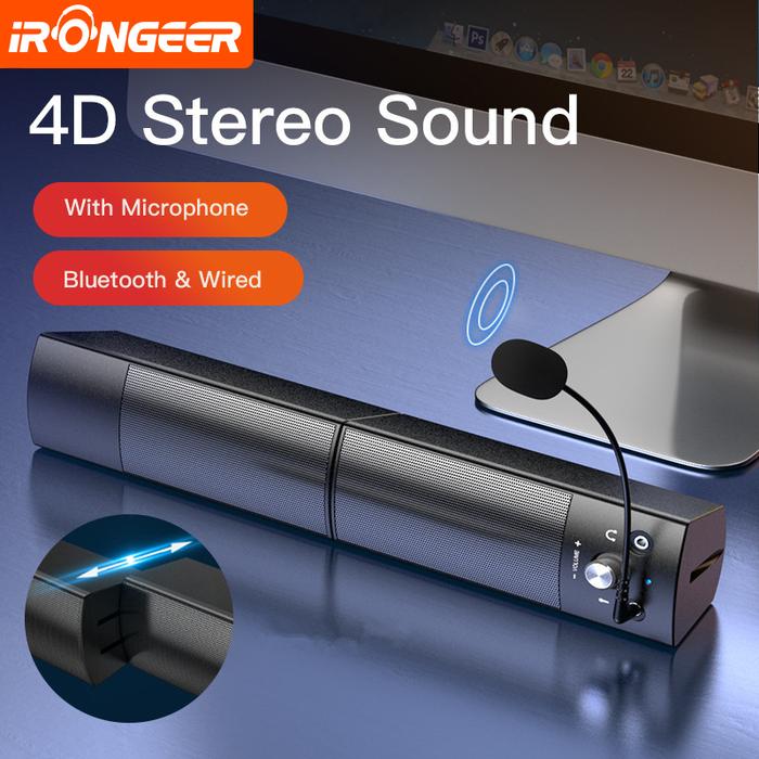 Speaker Komputer dengan Mic Speaker Bluetooth Soundbar Game Nirkabel