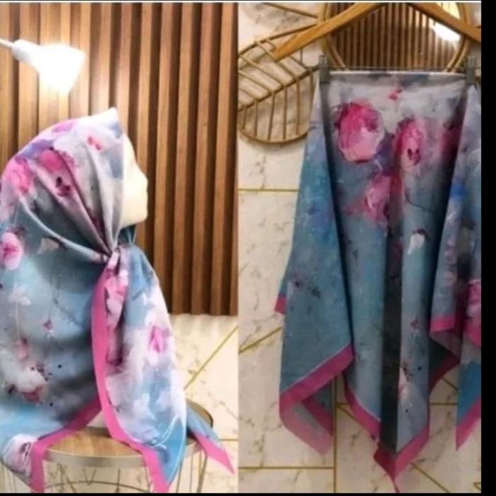 HIJAB VOAL SUBLIM KODE 45 BIRU MUDA PINK