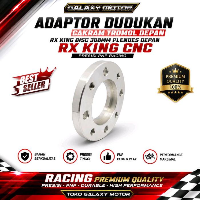 Galaxy Motor Adaptor Dudukan Cakram Tromol Depan RX King Disc 380mm Plendes Depan RX King CNC Presis