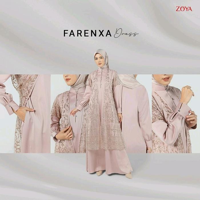 Dres Zoya FARENXA-Gamis Muslim Brokat Busui Friendly BY Zoya Wanita Dewasa Casual
