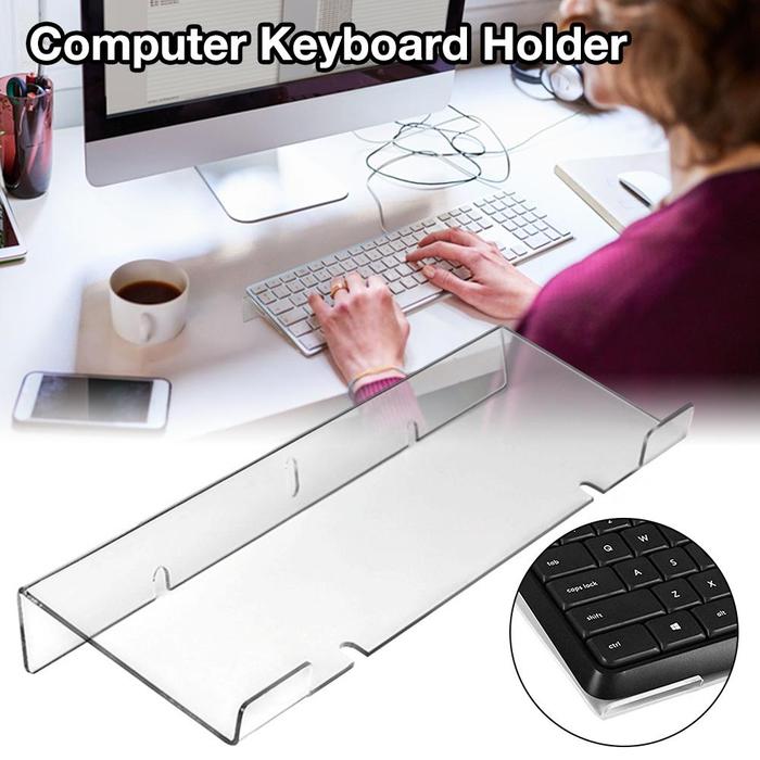 2020 Baru Pemegang Keyboard Komputer Jelas Akrilik Miring Keyboard