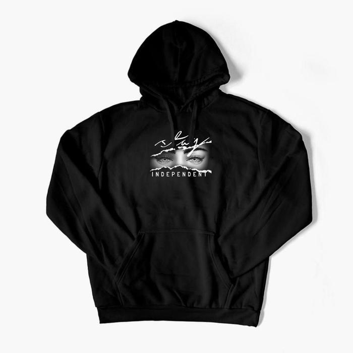 Hoodie Jmpper Sablon INDEPENDEN Unisex Pria Wanita Hoodie Oversize Hitam Size M-XXL Kenyamanan Terba
