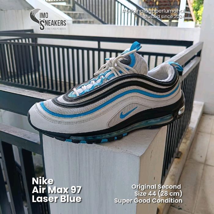 Nike Air Max 97 Putih Hitam Biru Sepatu Sneakers Unisex Second Original