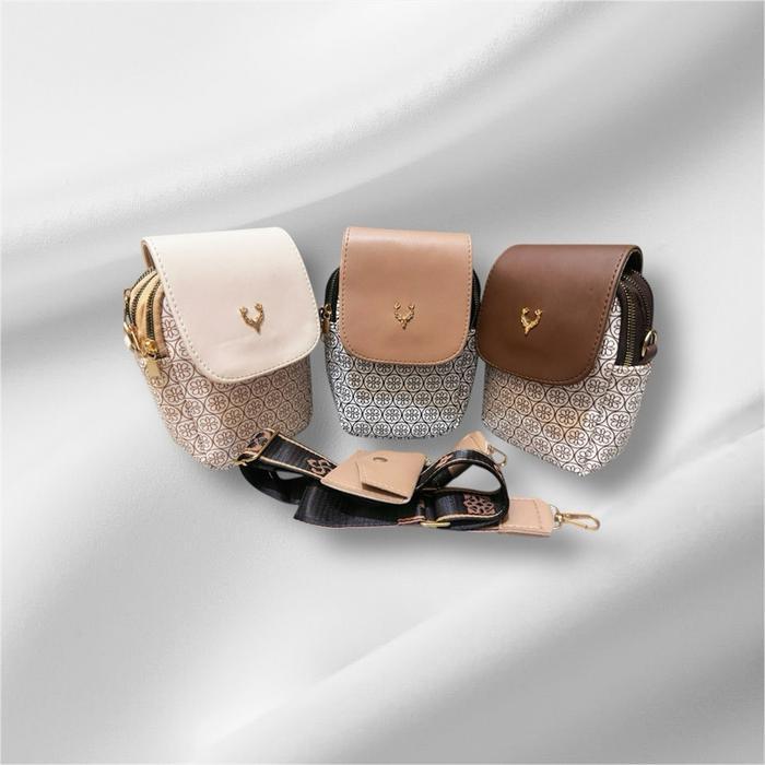 Tas Slinbag Selempang Mini 3 Ruang Elastis Bermuatan Besar Selempang Wanita Slingbag dengan Desain E