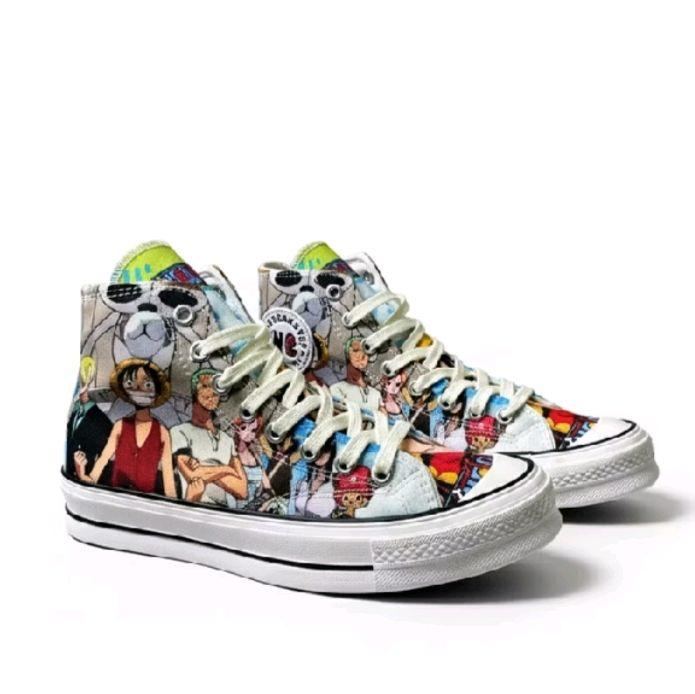 Converse Sepatu All Star High Top Anime One Piece Corak Desain Unik untuk Pria dan Wanita