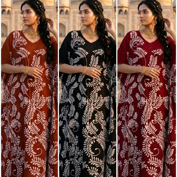 dastes kaftan ori india bahan polyester premium Daster