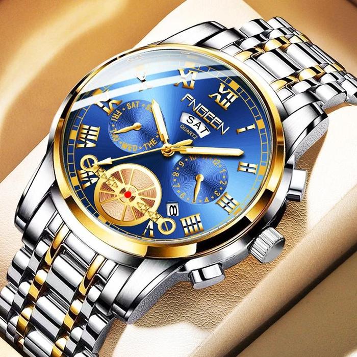 [PROMO] Jam Tangan Pria Kasual Asli Tahan Air Premium Original Tourbillon Kuarsa Kalender Luminious 
