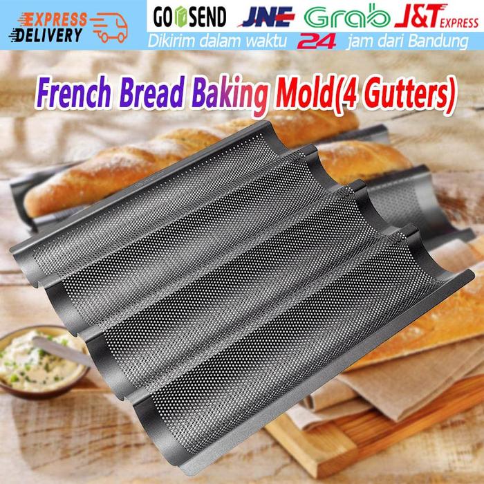 Loyang Roti Baguette Non Sticky Roti Panjang Loyang Cetakan Gelombang Roti Prancis Bake Pan Tray