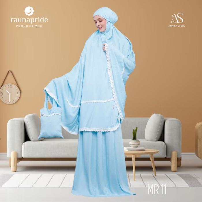 MUKENA DEWASA RAUNA PRIDE BAHAN RAYON MR 11 BIRU MUDA