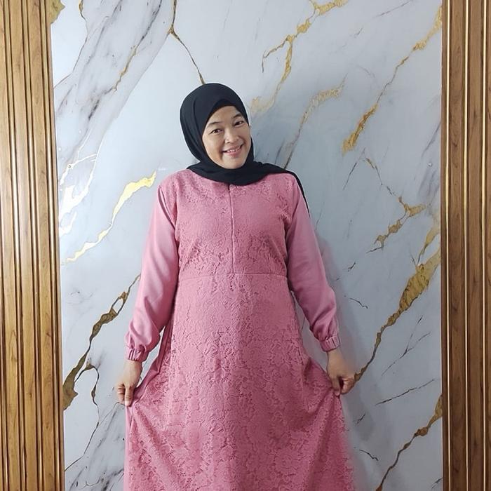 Syla Pinky Brukat Gamis Syari