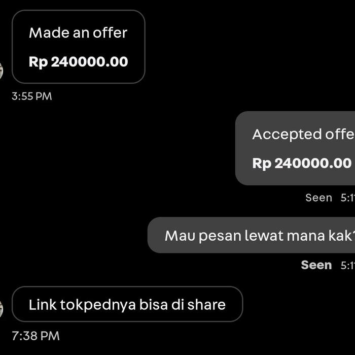 Customer Order via Carousell
