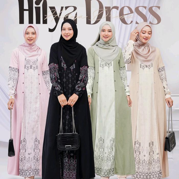 HILYA DRESS GAMIS SILMI TERBARU GAMIS BRANDED Cantik Muslim Wudhu Wanita Kerja Motif