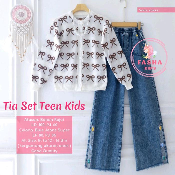 SETELAN ANAK 11-15thn TIA SET RAJUT JEANS PREMIUM QUALITY ORI FASHA KIDS