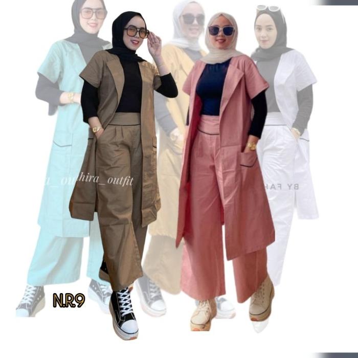Setelan Muslim Blazer Fahira || Set Outer Kulot Outer Wanita - Setelan Wanita Premium Gamis Muslimah