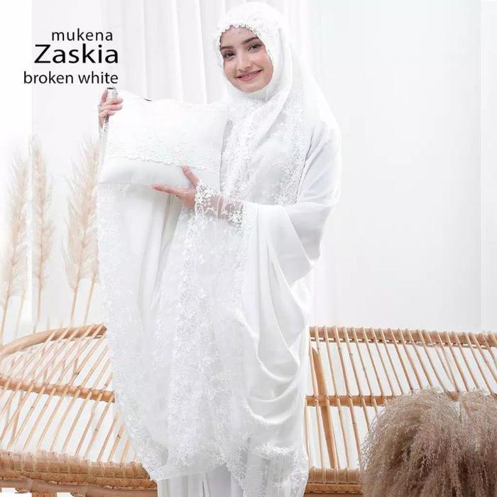 [PREMIUM] Mukena ANDIEN RAYON ikatan cinta Khusus Broken White JUMBO Full Renda lebar 20cm bahan kat