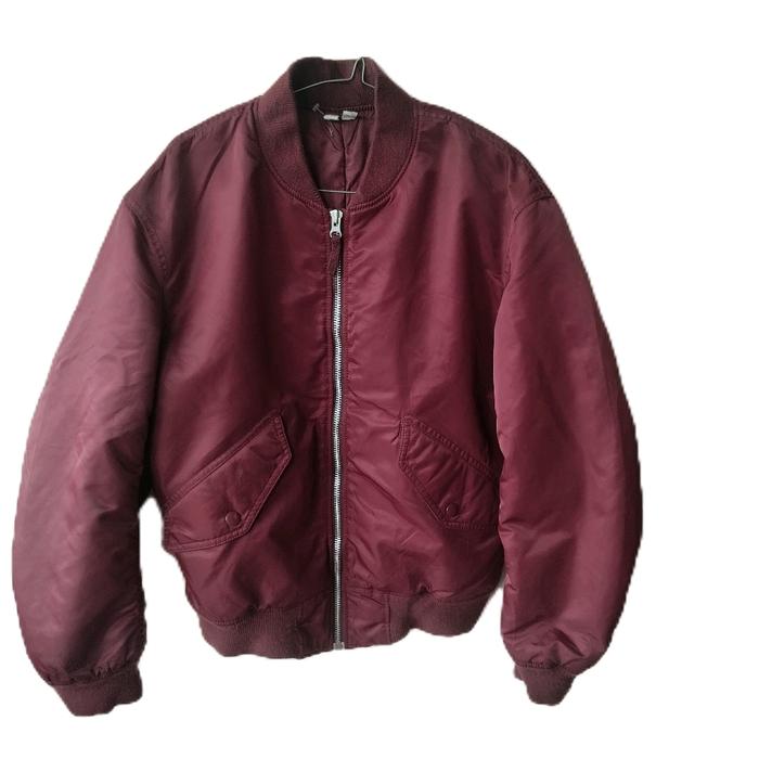Uniqlo Jaket U Bomber Maroon Original Pria dan Wanita Parasut Parka Navy Casual Waterproof Unisex Zi