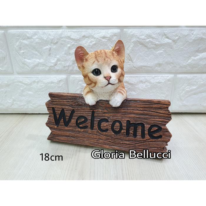 patung pajangan kucing welcome anggora persia cat