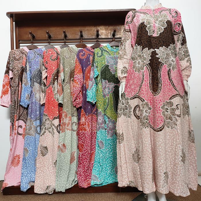 PREMIUM BATIK AIS Daster Gamis Lengan Panjang Busui Resleting Batik Tulis