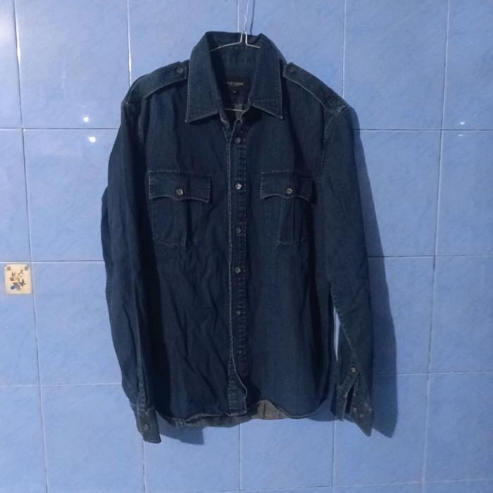 kemeja denim brand solid homme