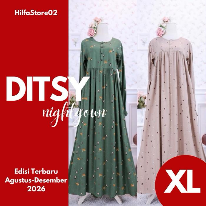 DITSY Nightgown Size XL - Daster Viscose - Dress Bumil Busui - Gamis Ditsy by Ditsy Official