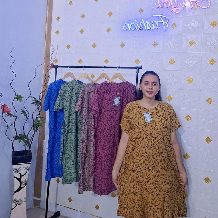 daster rempel kancing depan   motif daun ranting , daster kekinain daster murah , daster busui , mod
