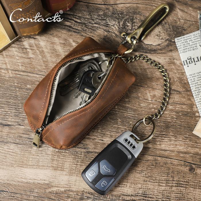 CONTACT'S Genuine Leather Faraday Car Key Pouch Signal Shielding Faraday Cage RFID Faraday Bag Key F