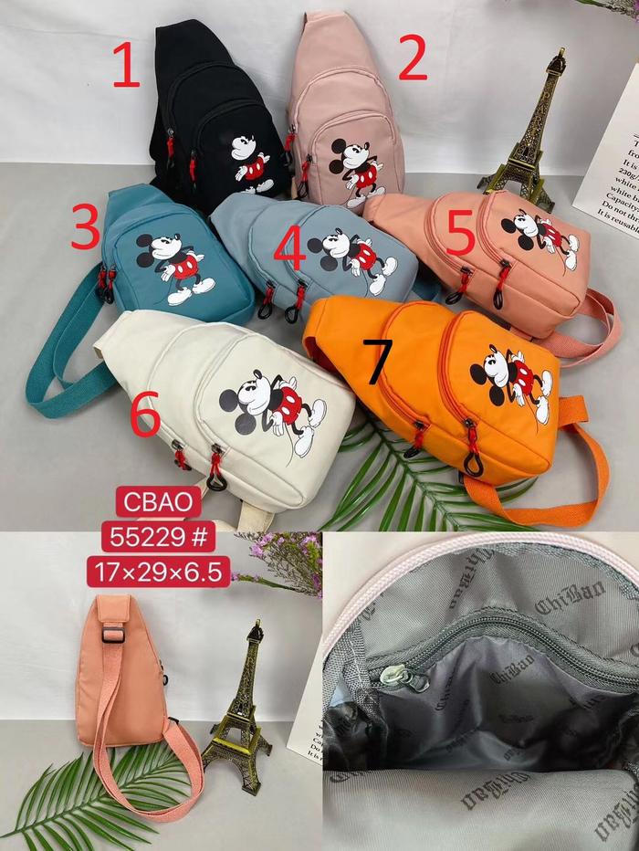 Tas Wanita Pria Import Jinjing dan Selempang CHIBAO CB55229 55229 Mickey Mouse Bahan Parasut Kualita