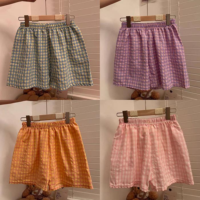 New Summer Shorts Pajamas Cotton Women Shorts Women's ttoms Soft Pants Plaid Print Loose Pants Women