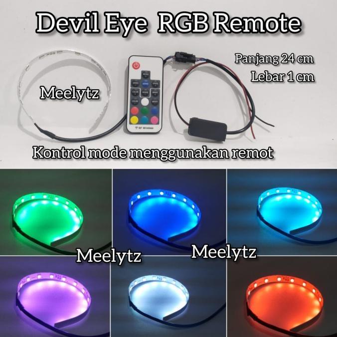 DEVIL EYE RGB REMOTE PANJANG 24 CM DC 12 VOLT TERBARU MOTOR MOBIL