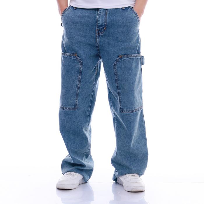 YowithSza Baggy Jeans Carpenter Snow Blue Celana Panjang Pria Jeans Carpenter Wide Leg Denim Slim Fi