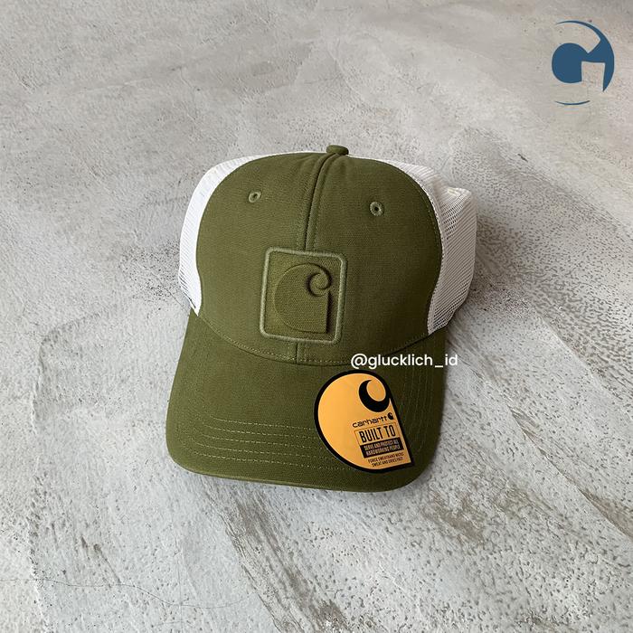 Carhartt, Canvas Logo C Trucker Hat in Green