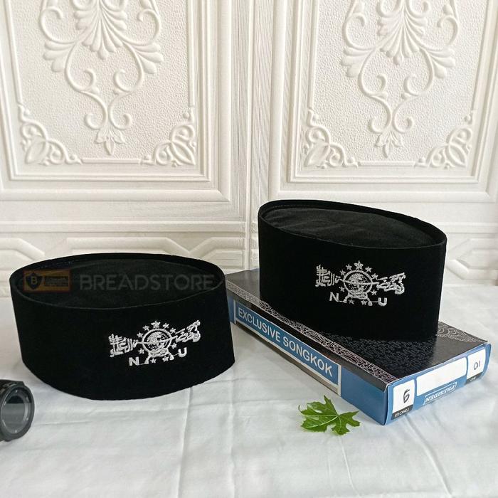 TERBARU! PECI NU - SONGKOK KOPIAH HITAM LOGO NU SILVER BORDIR T9 MURAH