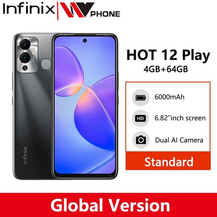 Infinix Hot 12 Play 4GB 64GB 6000mAh Smartphone Battery 6.82'' HD+