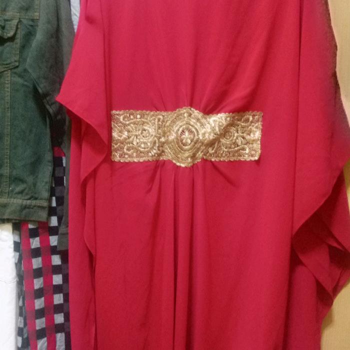 gamis untuk  acara pernikahan kaftan by zayyan  merah cabe murah ukuran jumbo ld 120 pb 136 bisa di 
