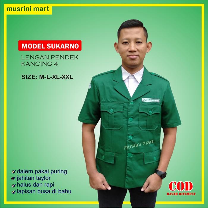 Jas Ansor Model Sukarno Bet Putih Jahitan Taylor Halus Rapi Seragam Resmi GP Ansor Banser Musrini Ma