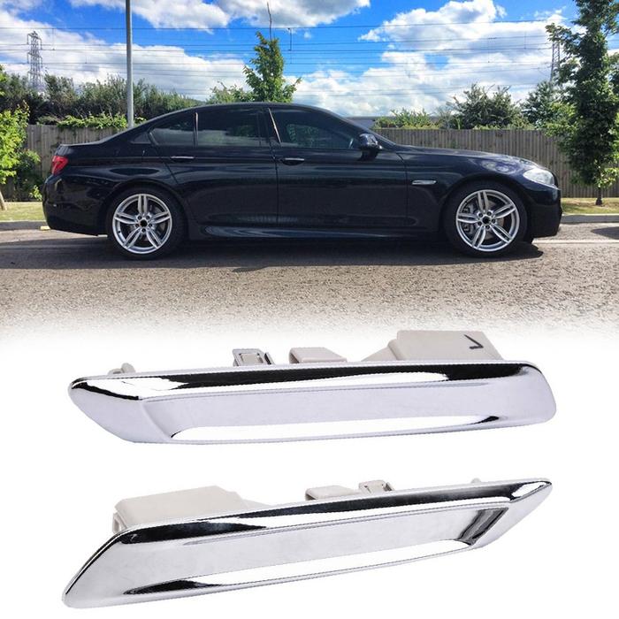 Car Front Left & Right Chrome Fender Trim Molding For-BMW F10 F11