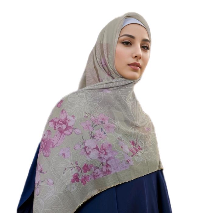 Hijab motif Segi empat Voal warna sage green